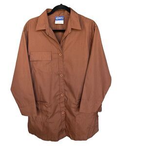 Vintage Crest‎ Tunic Top Womens Large Brown Button Up Slit Minimalist Oversized